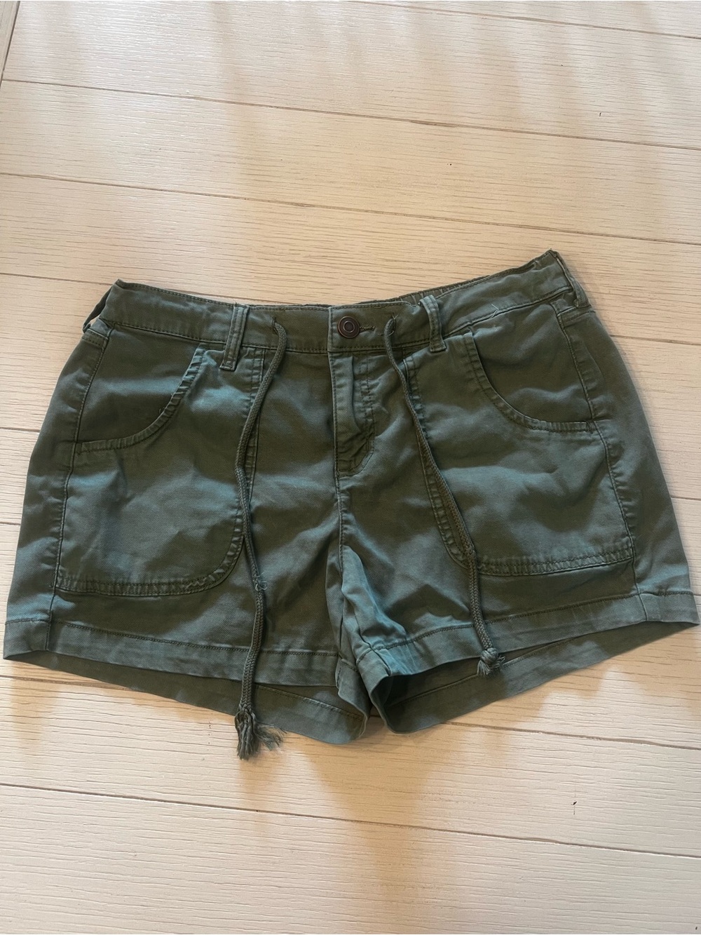 Women’s Olive Utility Drawstring Cargo Shorts